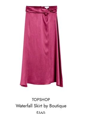 NWOT Topshop 100% Silk Wrap Midi Skirt in Berry